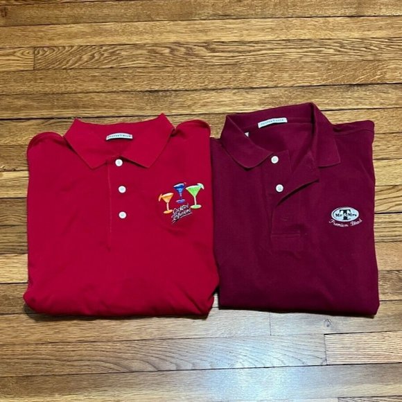 Cutter & Buck Polo Shirt Mens Size Large *Lot of 2* Red Cocktail Drink Logo - Picture 1 of 5